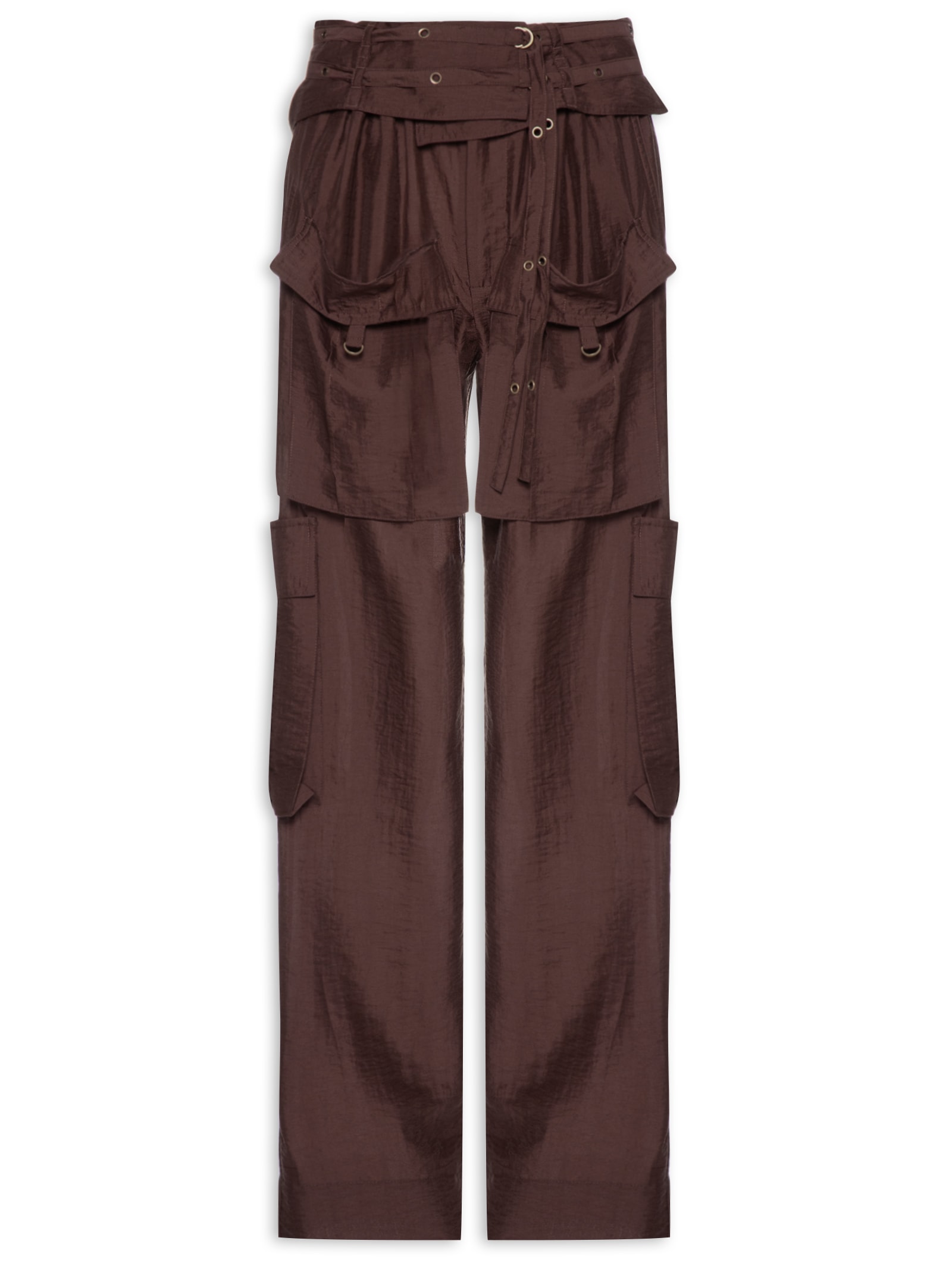 Calça Feminina Cargo Bolsos Marrom Animale