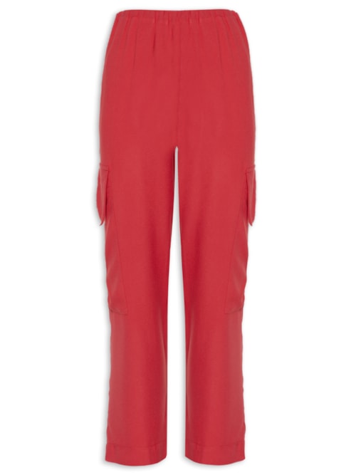 Calça Feminina Cargo Cós Elástico – Vermelho
