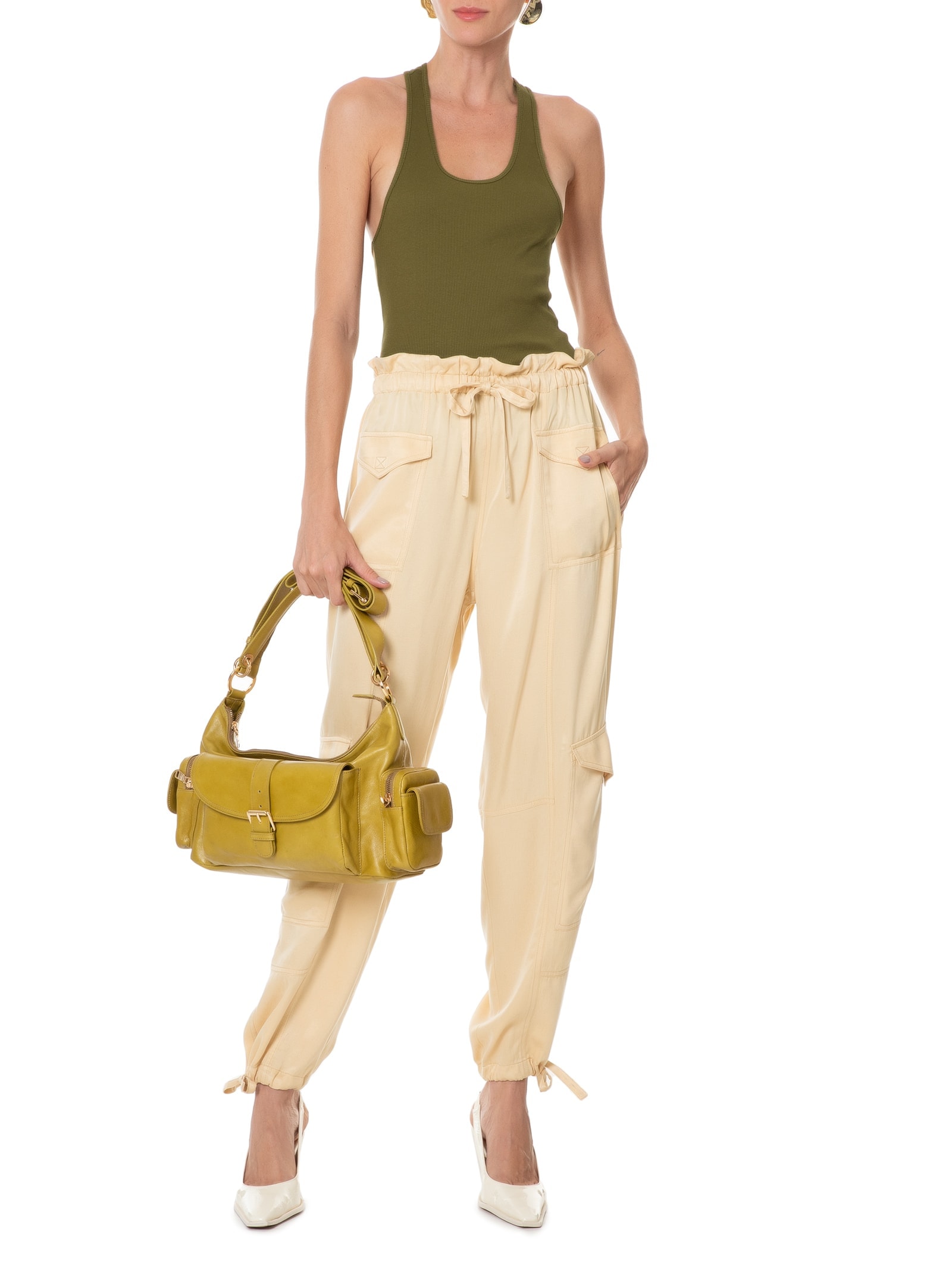 Calça Feminina Cargo Cupro Bege Animale