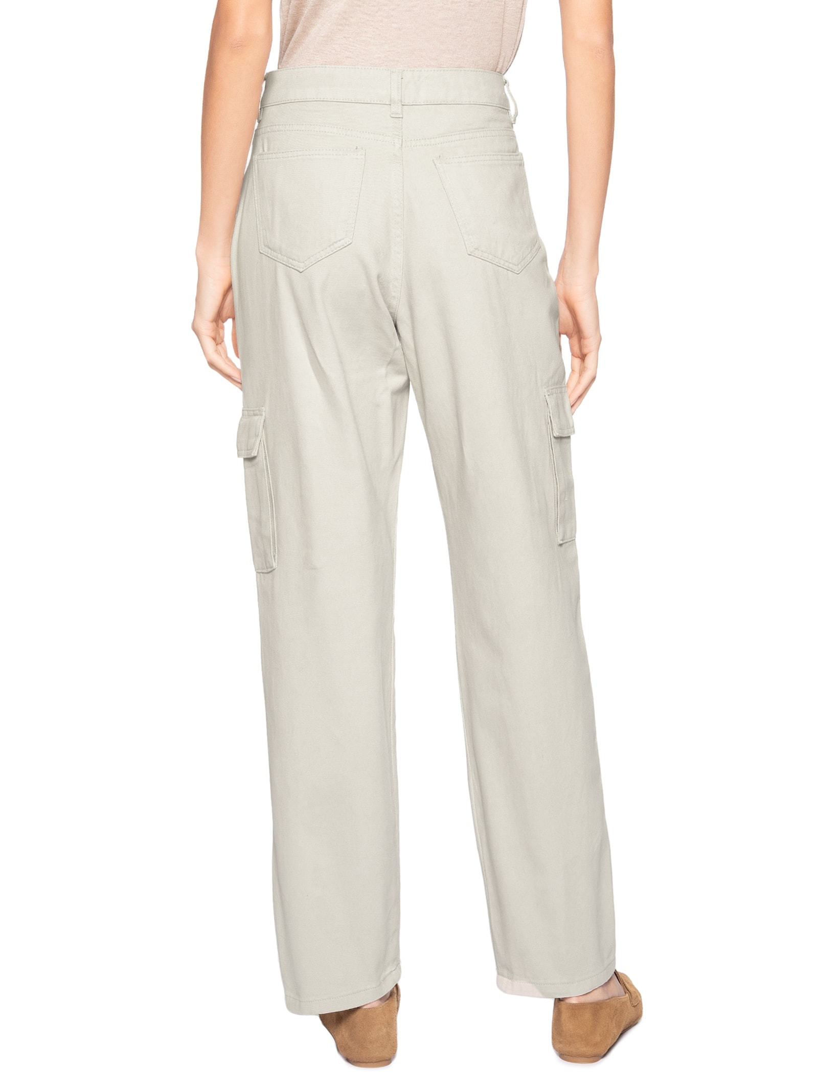 Calça Feminina Cargo De Sarja Bege Basiq