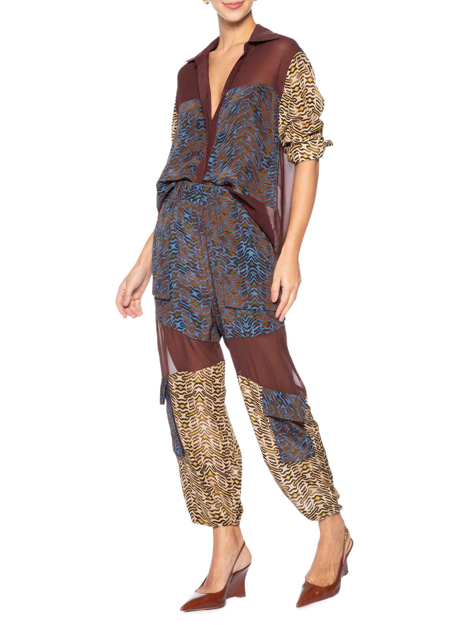 Calça Feminina Cargo Geo Tigre Animal Print Animale