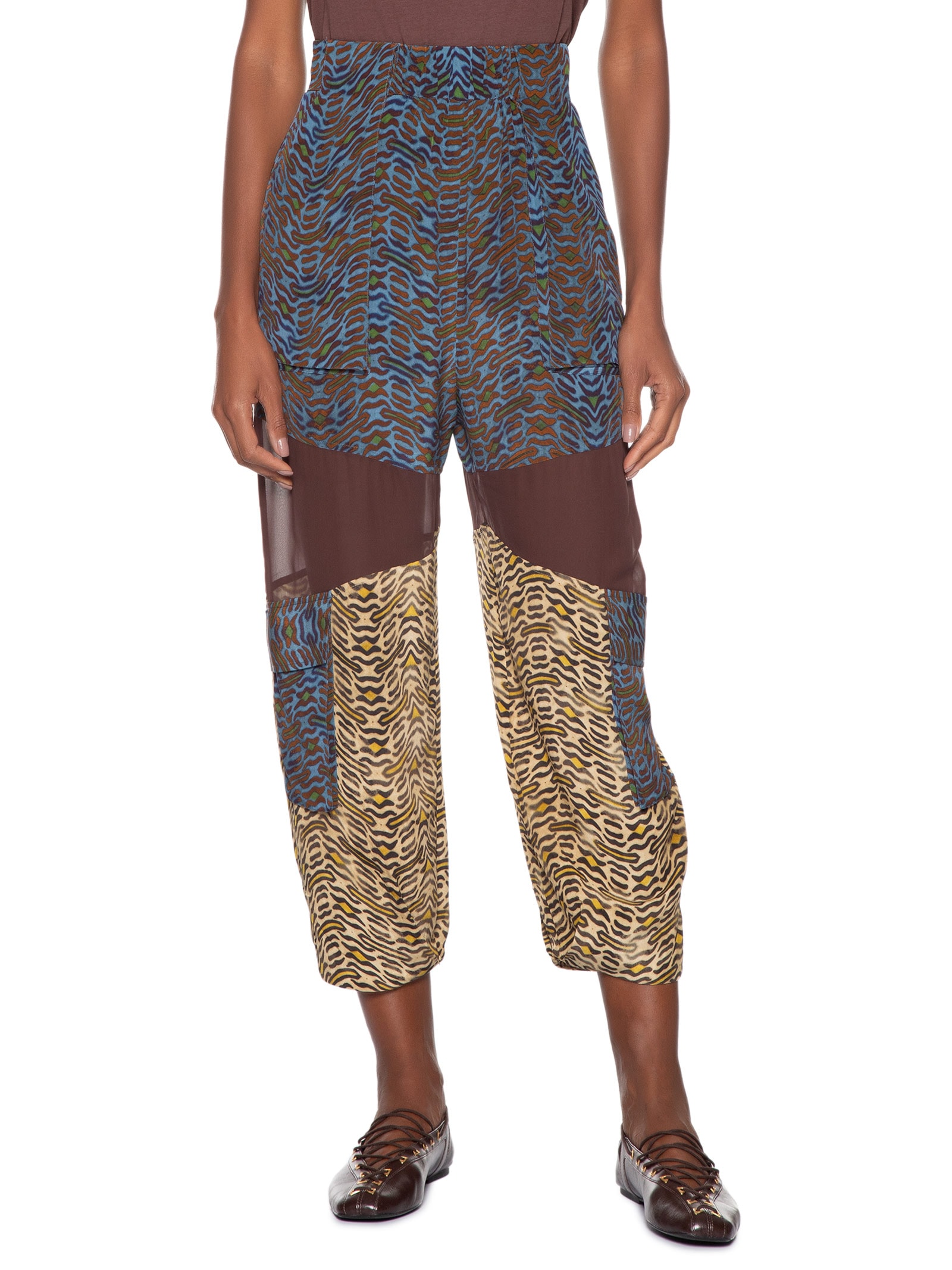 Calça Feminina Cargo Geo Tigre Animal Print Animale