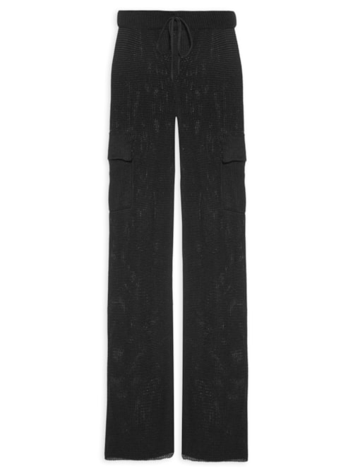 Calça Feminina Cargo Tricot - Preto