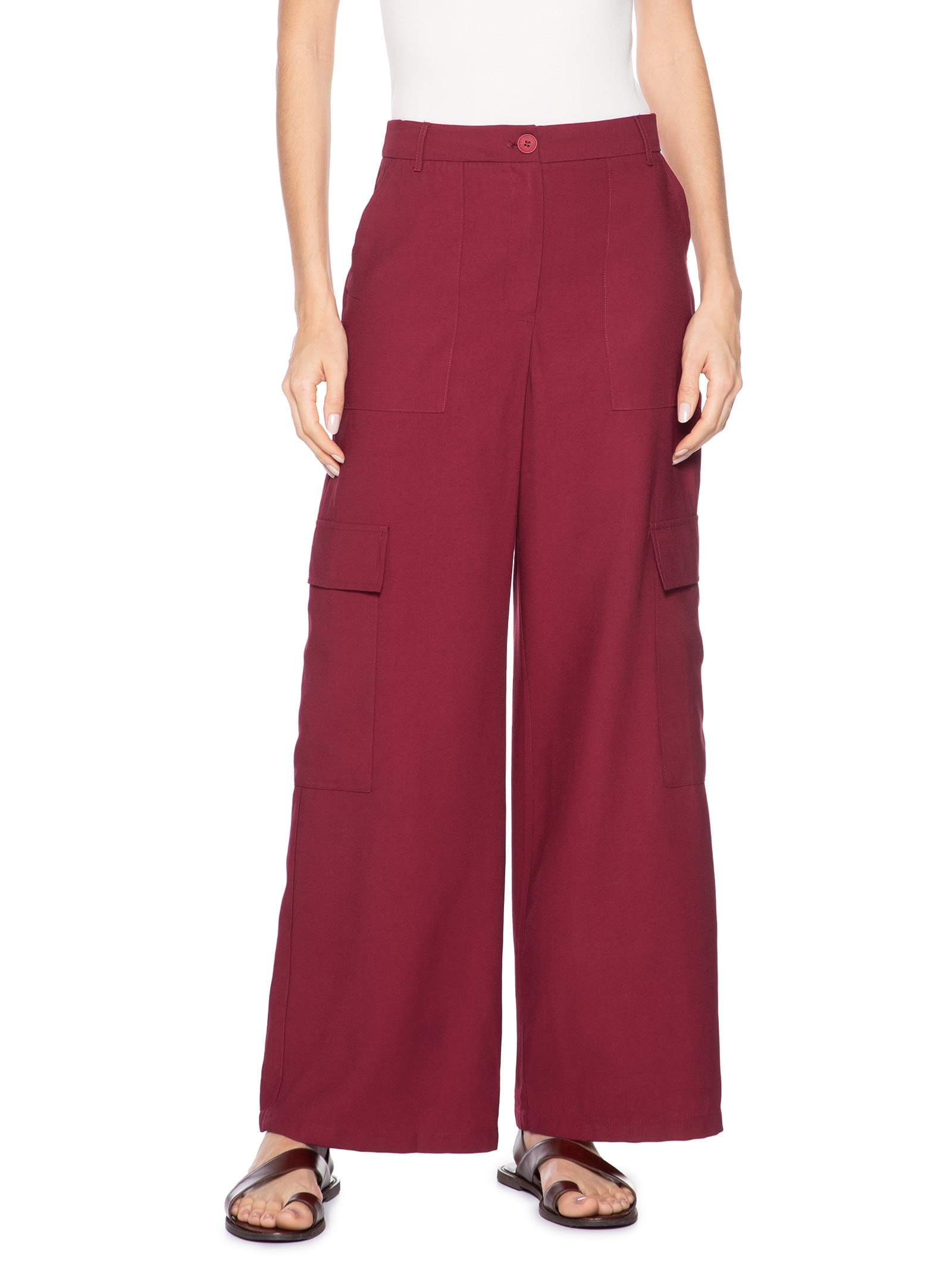 Calça Feminina Cargo Vermelho Basiq