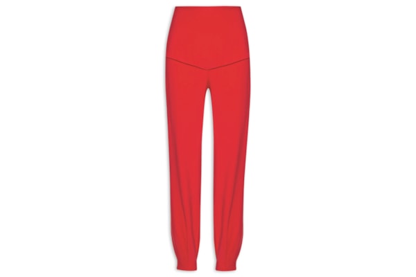Calça Feminina Carrot Cintura Alta Em Viscose - Vermelho