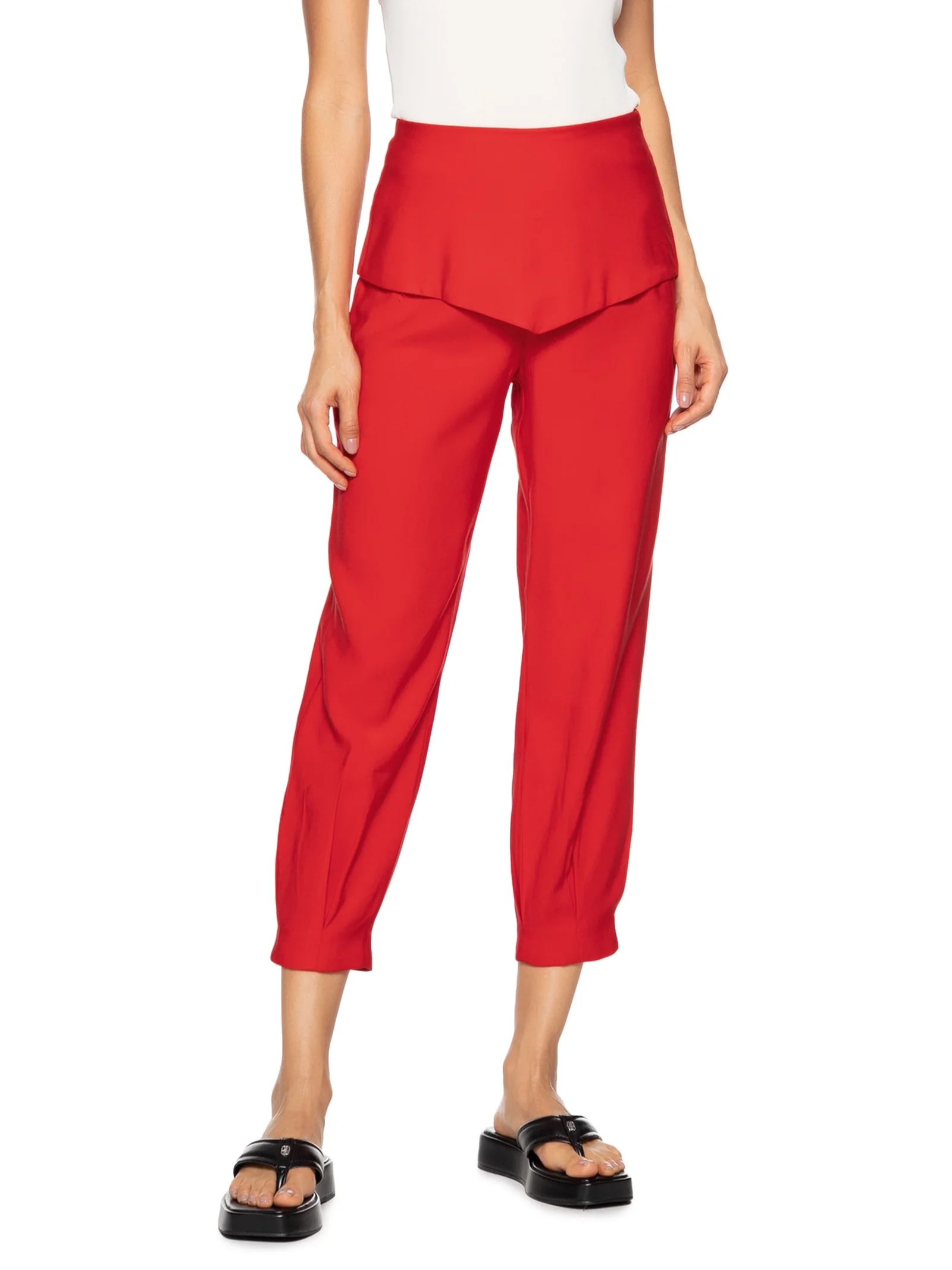 Calça Feminina Carrot Cintura Alta Em Viscose Vermelho Hering
