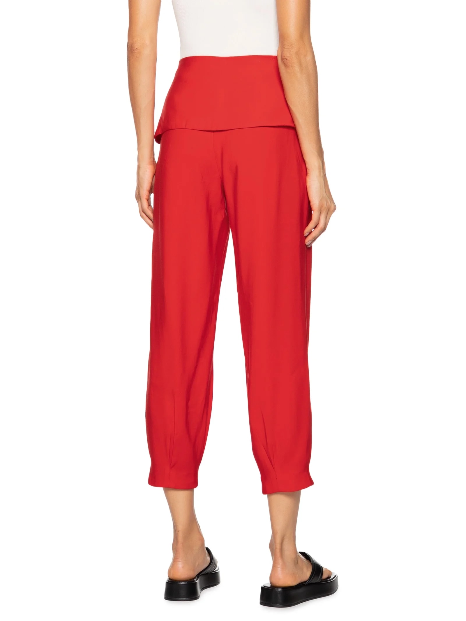 Calça Feminina Carrot Cintura Alta Em Viscose Vermelho Hering