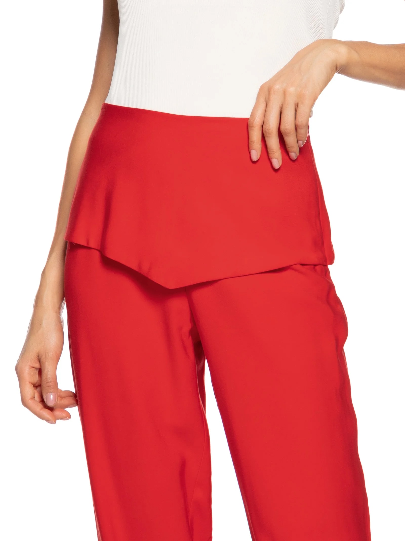 Calça Feminina Carrot Cintura Alta Em Viscose Vermelho Hering