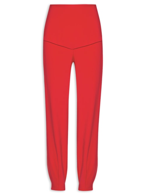 Calça Feminina Carrot Cintura Alta Em Viscose - Vermelho