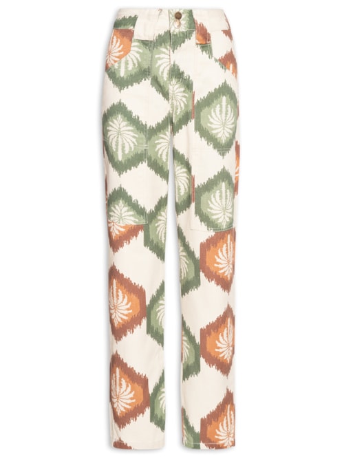 Calça Feminina Cenoura Bolso Sarja - Bege