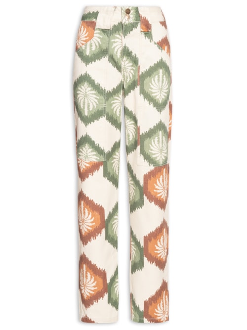 Calça Feminina Cenoura Bolso Sarja – Bege