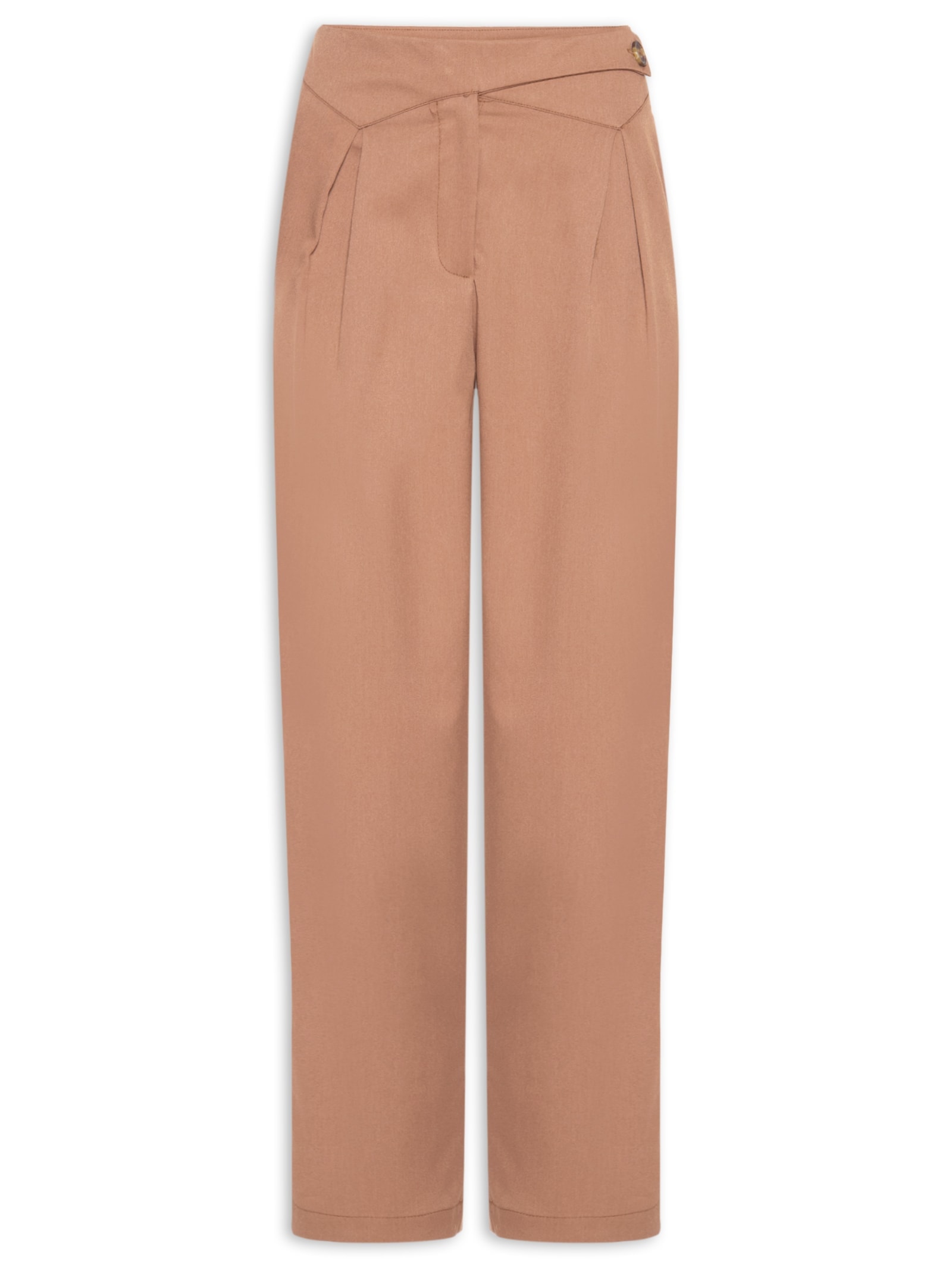 Calça Feminina Cenoura Com Cós Assimétrico Marrom Market 33