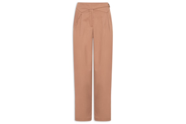 Calça Feminina Cenoura Com Cós Assimétrico - Marrom