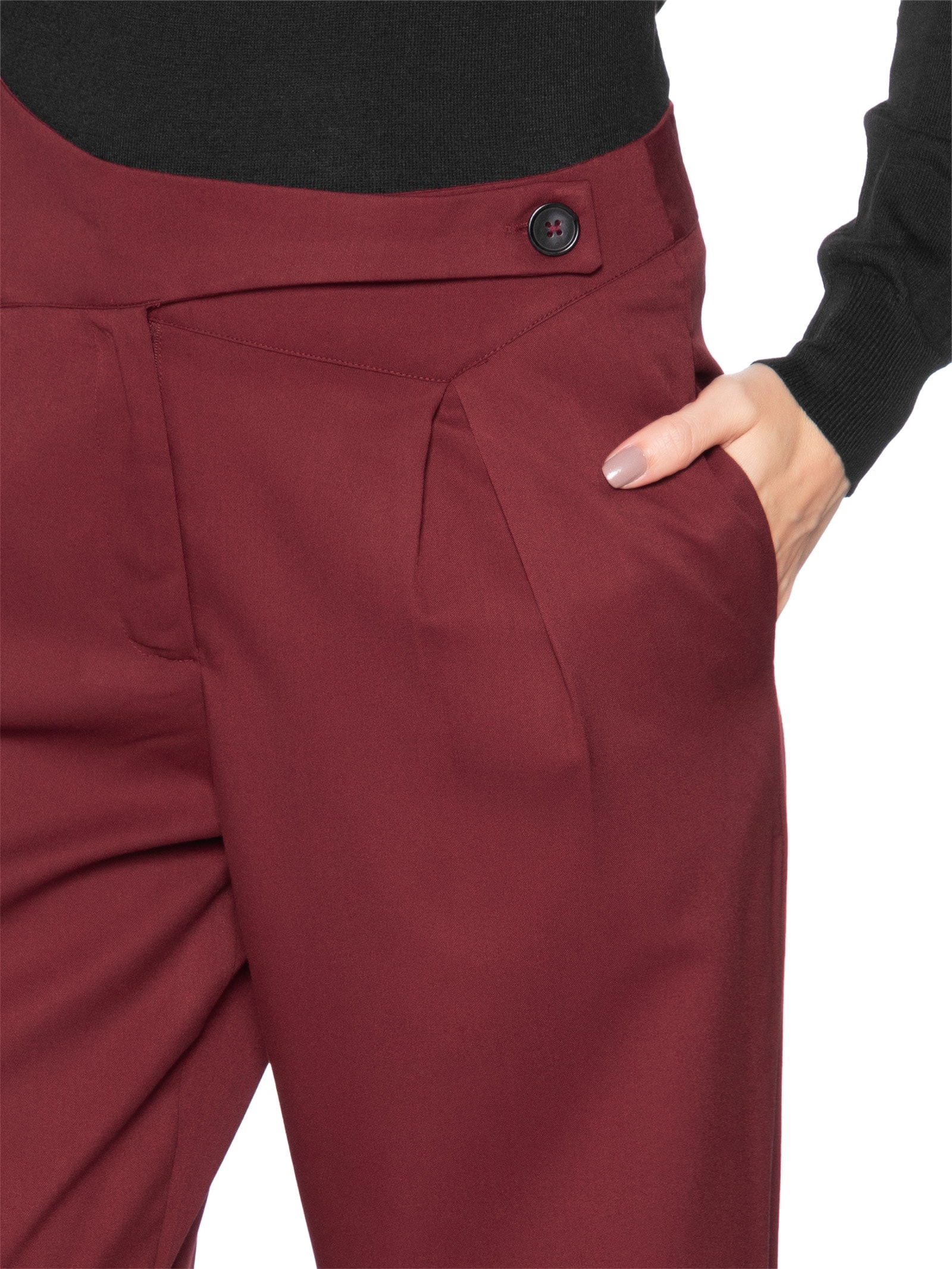 Calça Feminina Cenoura Com Cós Assimétrico Vermelho Market 33