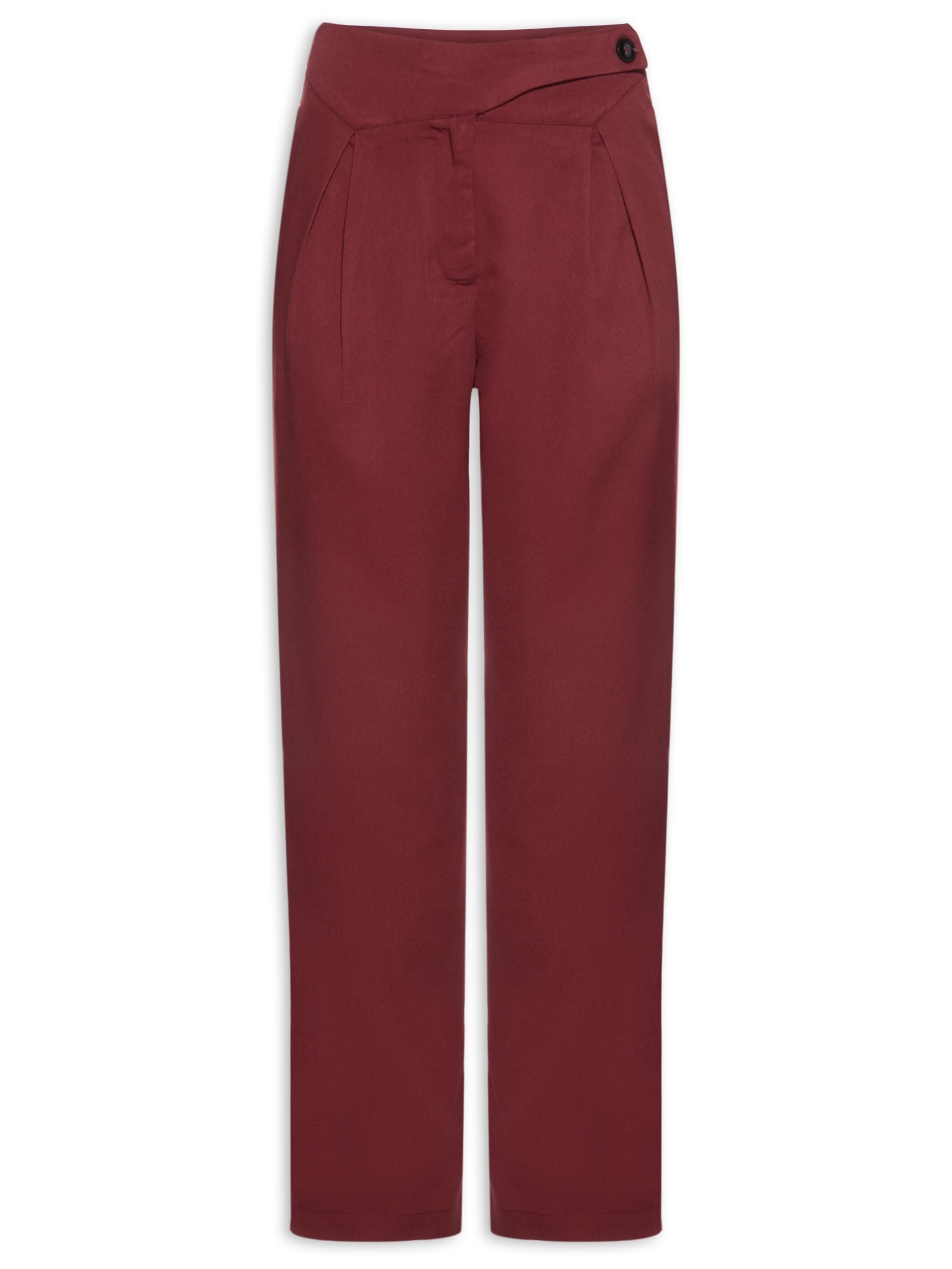 Calça Feminina Cenoura Com Cós Assimétrico Vermelho Market 33