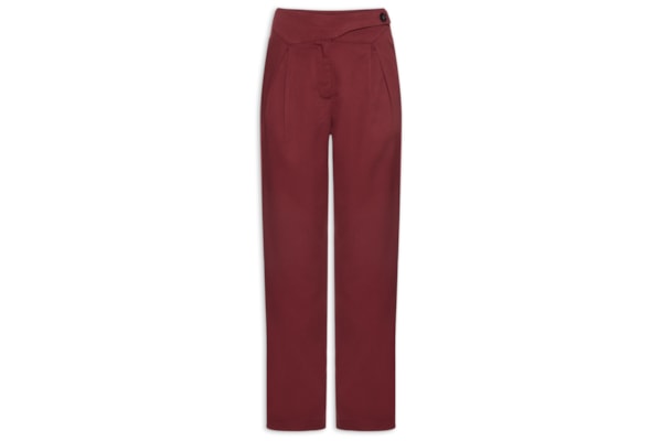 Calça Feminina Cenoura Com Cós Assimétrico - Vermelho