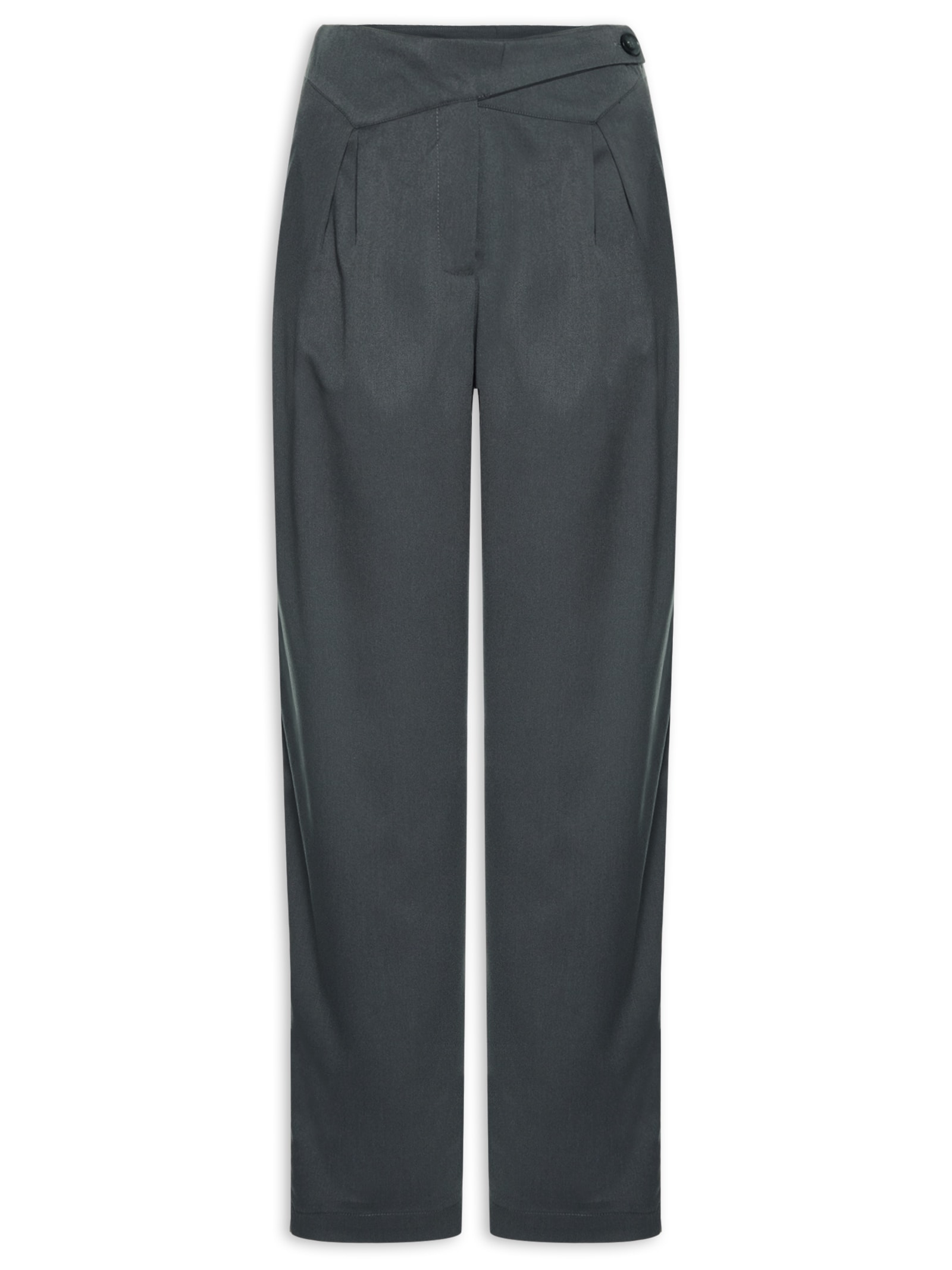 Calça Feminina Cenoura Com Pala Assimétrica Cinza Market 33