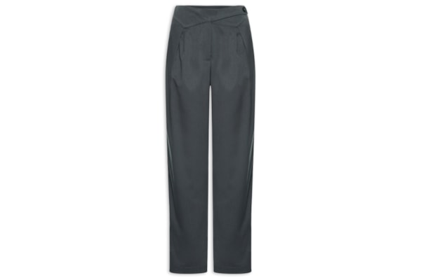 Calça Feminina Cenoura Com Pala Assimétrica - Cinza