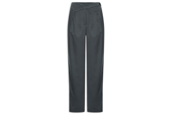 Calça Feminina Cenoura Com Pala Assimétrica - Cinza
