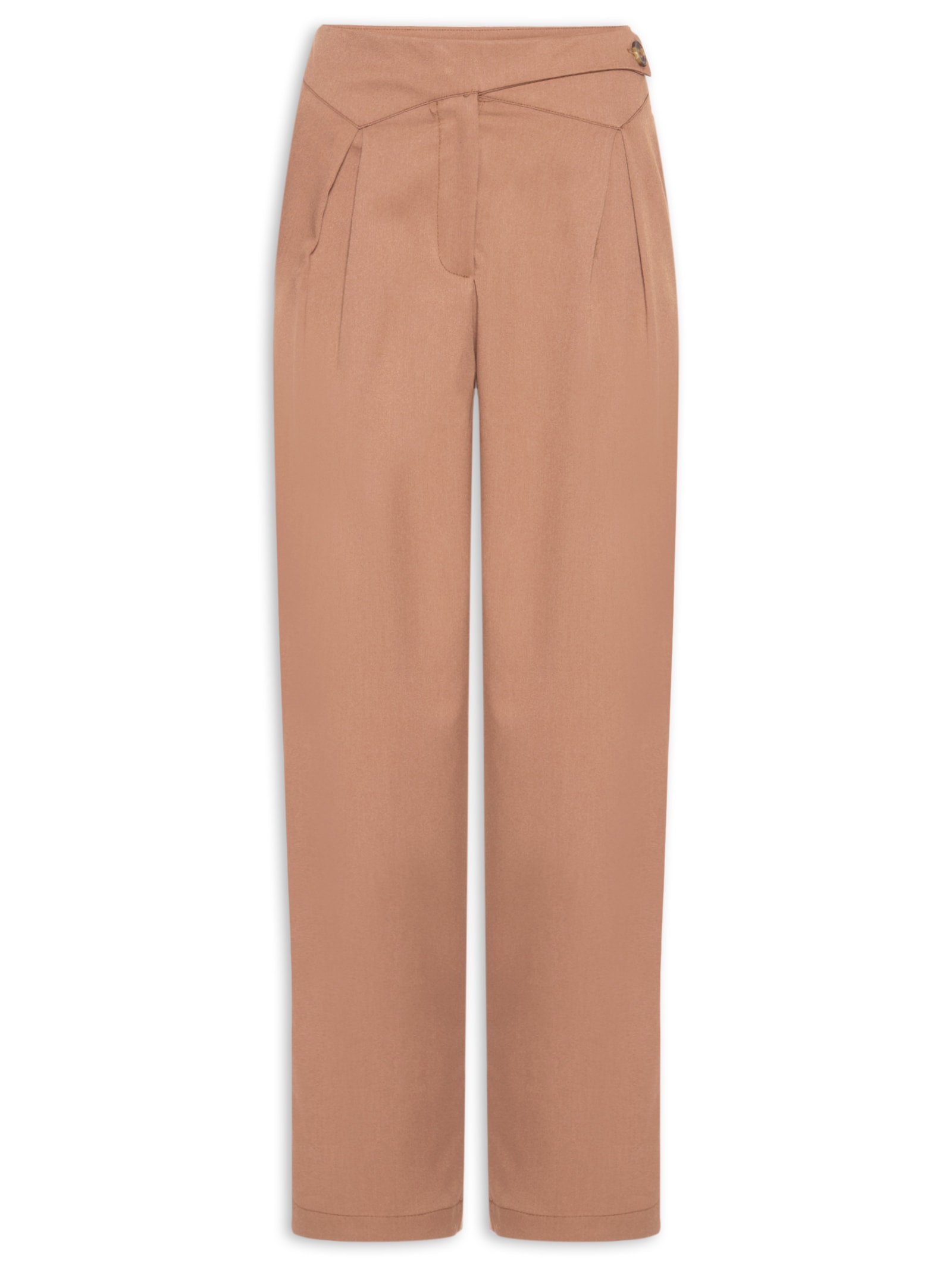 Calça Feminina Cenoura Com Pala Assimétrica Marrom Market 33