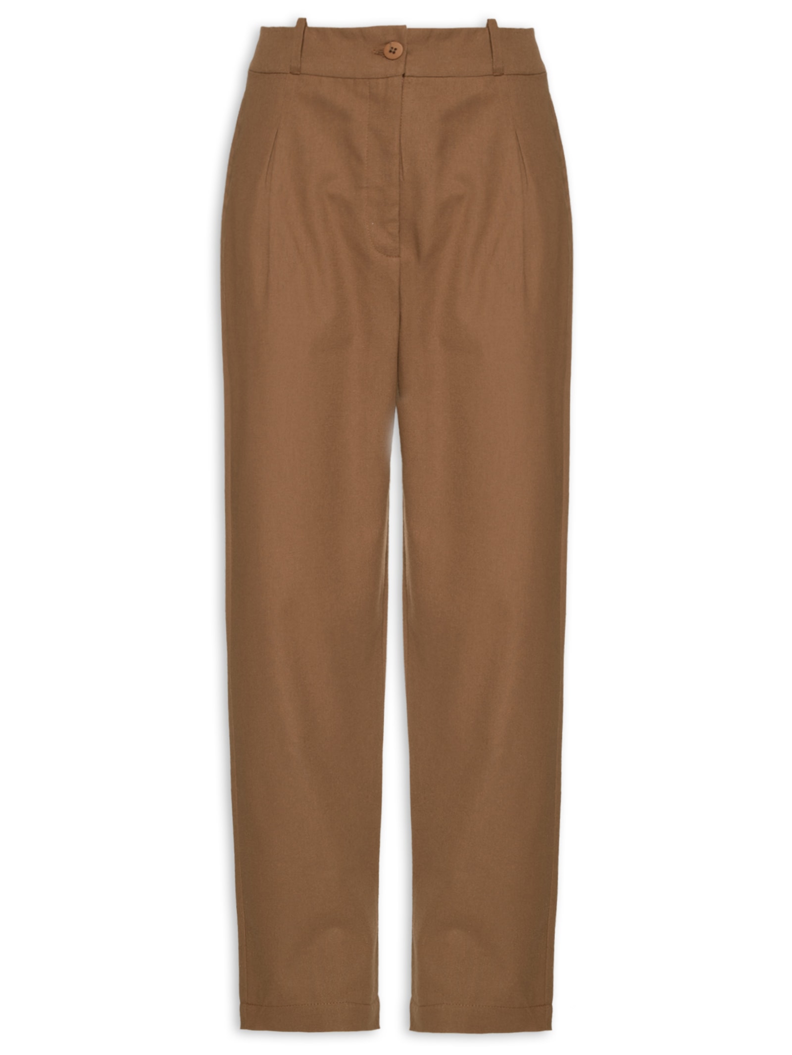 Calça Feminina Cenoura Com Pregas Marrom Cacay