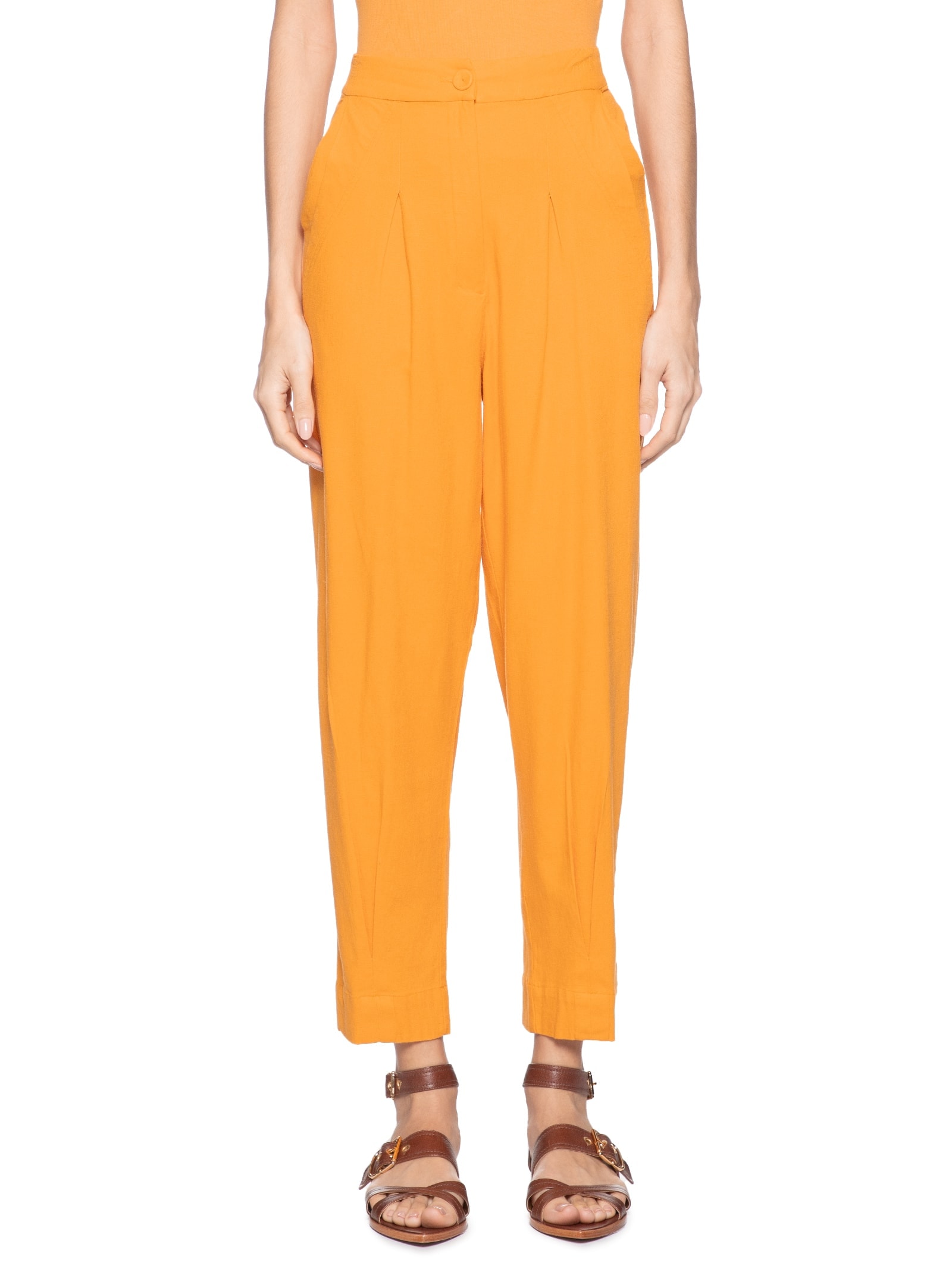 Calça Feminina Cenoura Detalhe Frente Laranja  Farm