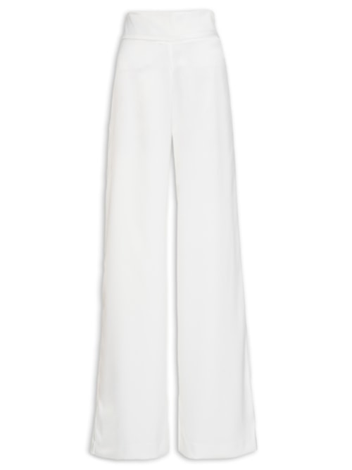 Calça Feminina Cetim Cós Largo – Off White