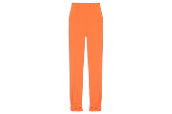 Calça Feminina Cintura Alta Baloon Em Crepe - Laranja