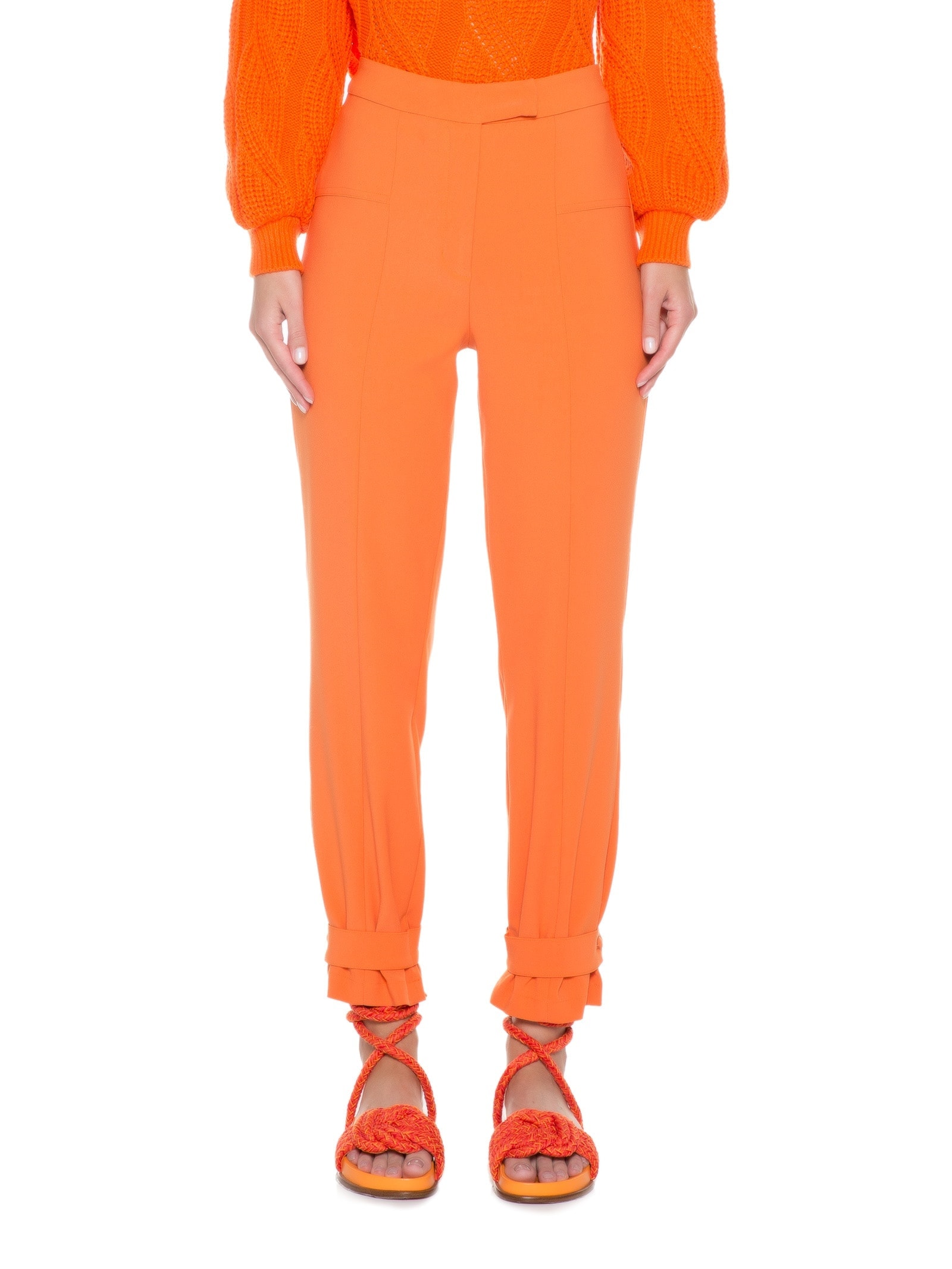 Calça Feminina Cintura Alta Baloon Em Crepe Laranja '2Essential