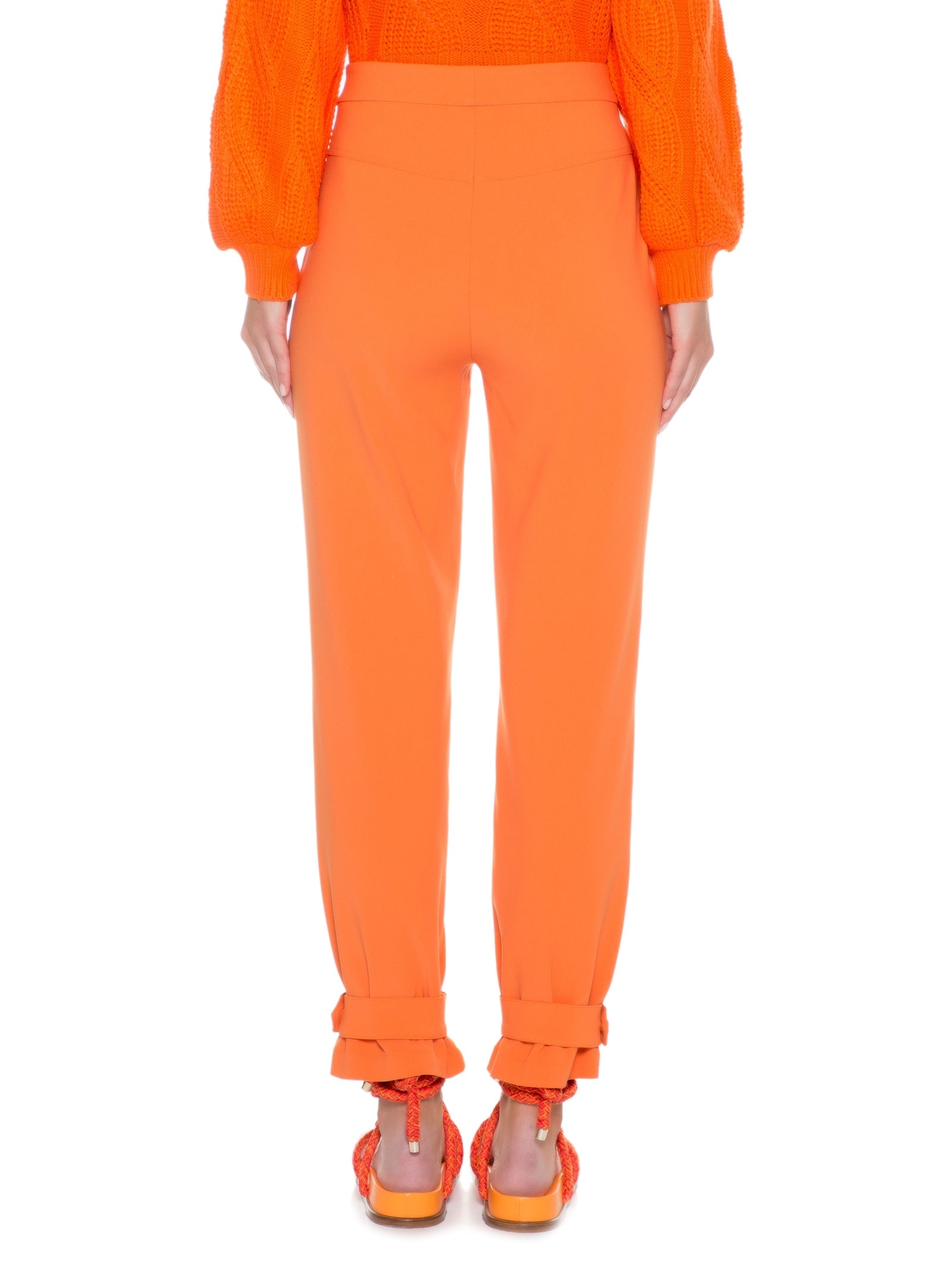 Calça Feminina Cintura Alta Baloon Em Crepe Laranja '2Essential