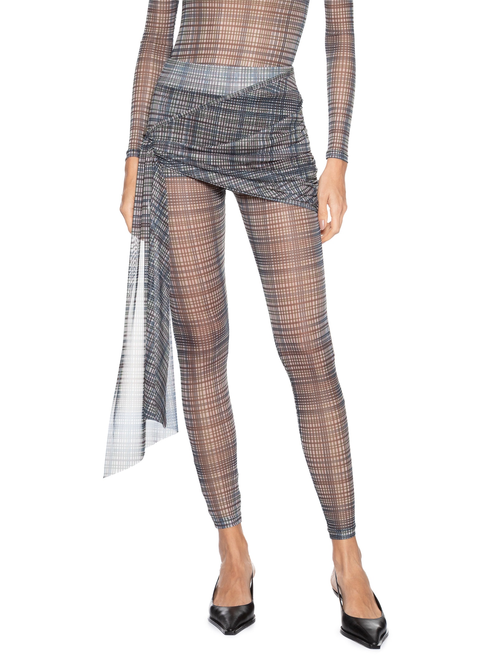 Calça Feminina Cintura Alta com Sobreposição Azul '2Essential