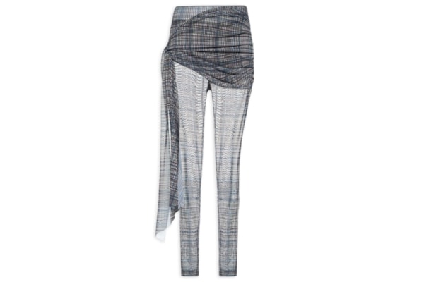 Calça Feminina Cintura Alta com Sobreposição - Azul