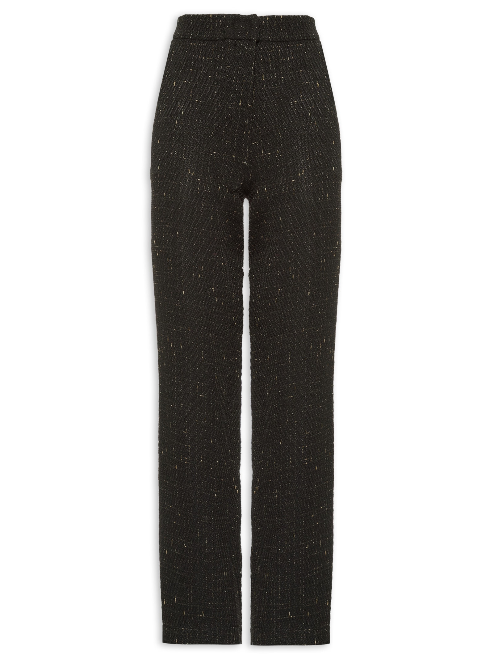 Calça Feminina Cintura Alta Reta Em Tweed Preto '2Essential