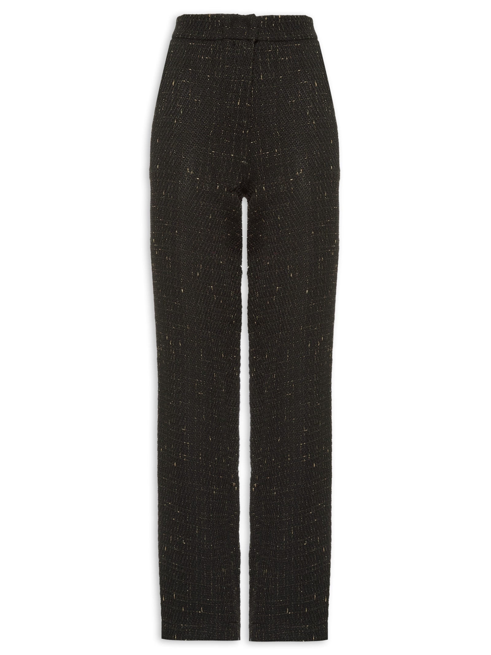 Calça Feminina Cintura Alta Reta Em Tweed Preto '2Essential