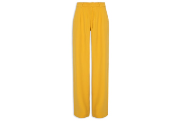 Calça Feminina Cintura Alta Wide Leg - Amarelo