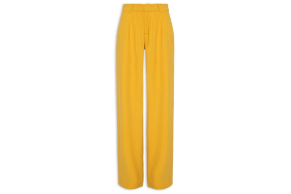 Calça Feminina Cintura Alta Wide Leg - Amarelo