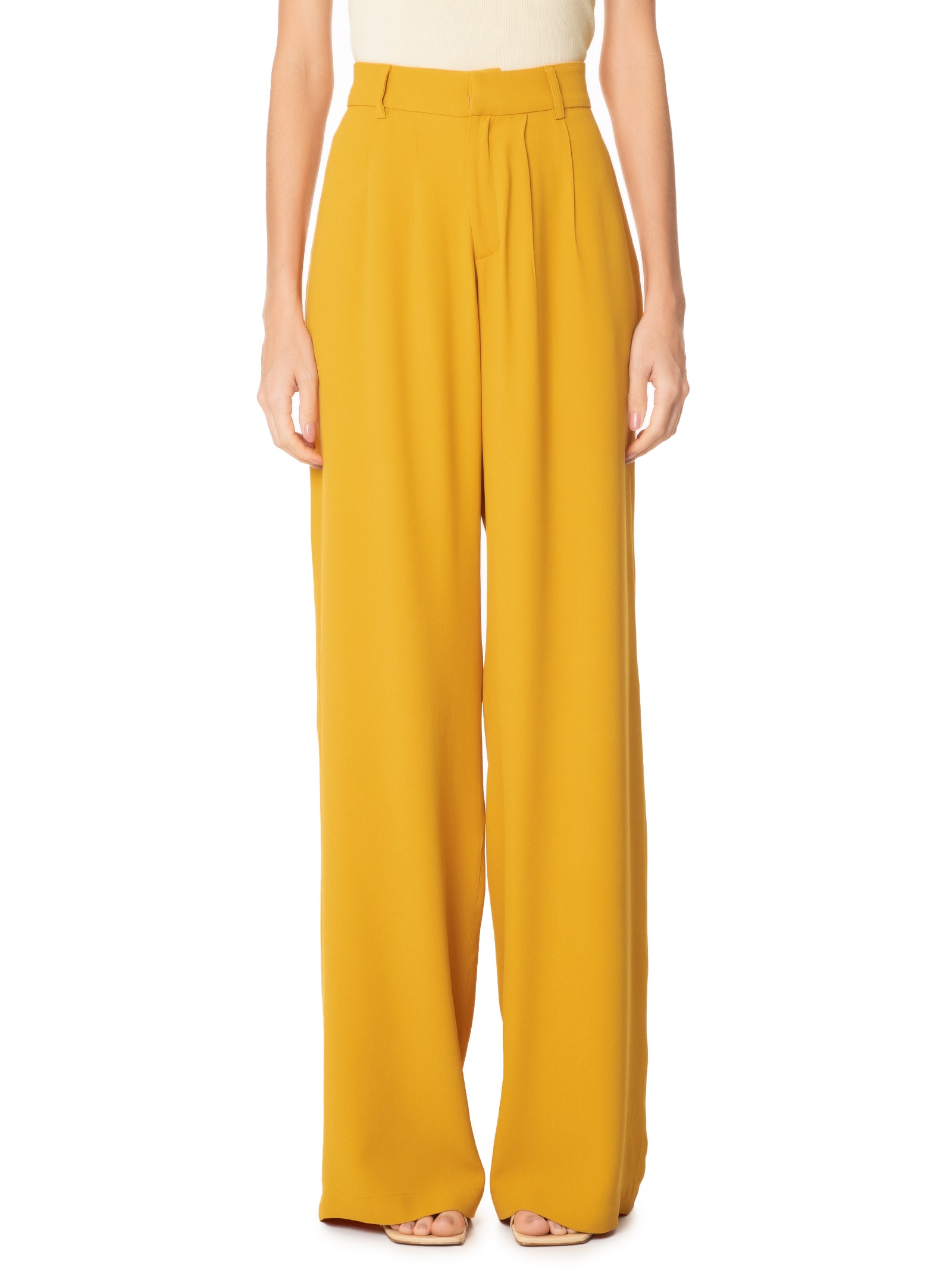 Calça Feminina Cintura Alta Wide Leg Amarelo '2Essential