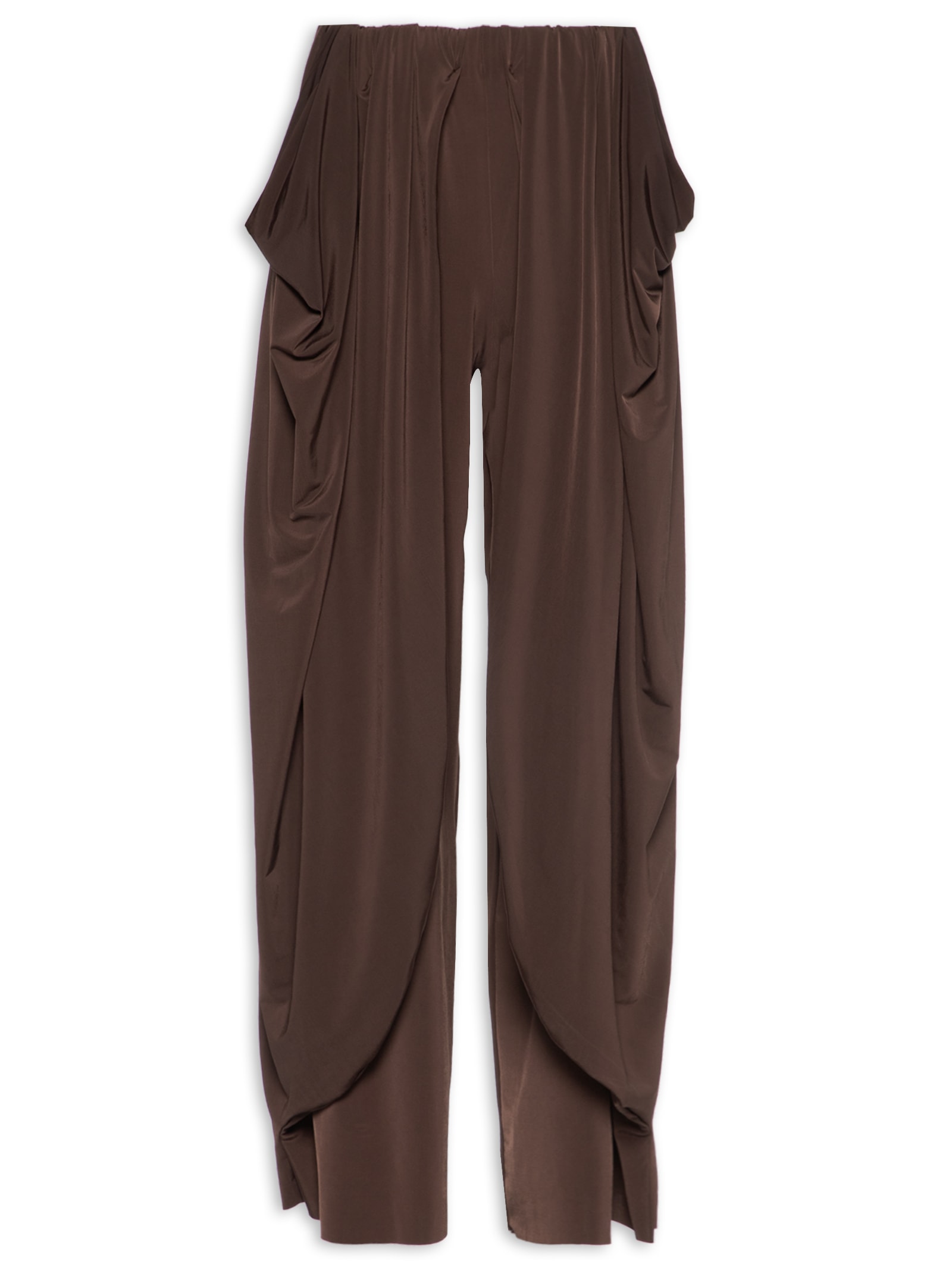 Calça Feminina Cintura Média Com Drapeado Marrom My Favorite