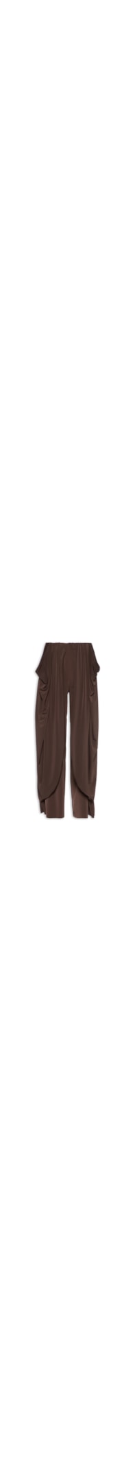Calça Feminina Cintura Média Com Drapeado - Marrom
