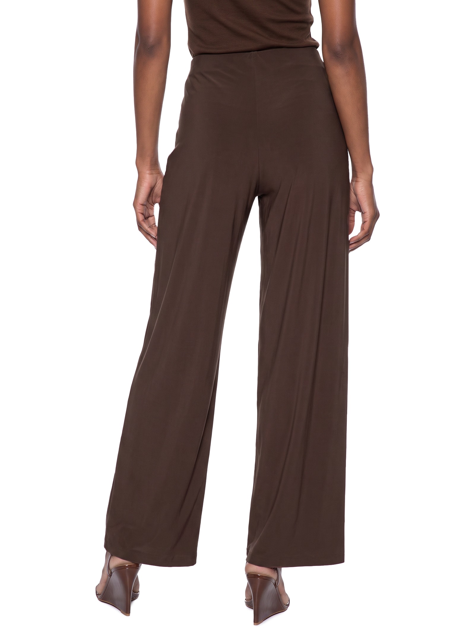 Calça Feminina Cintura Média Com Drapeado Marrom My Favorite