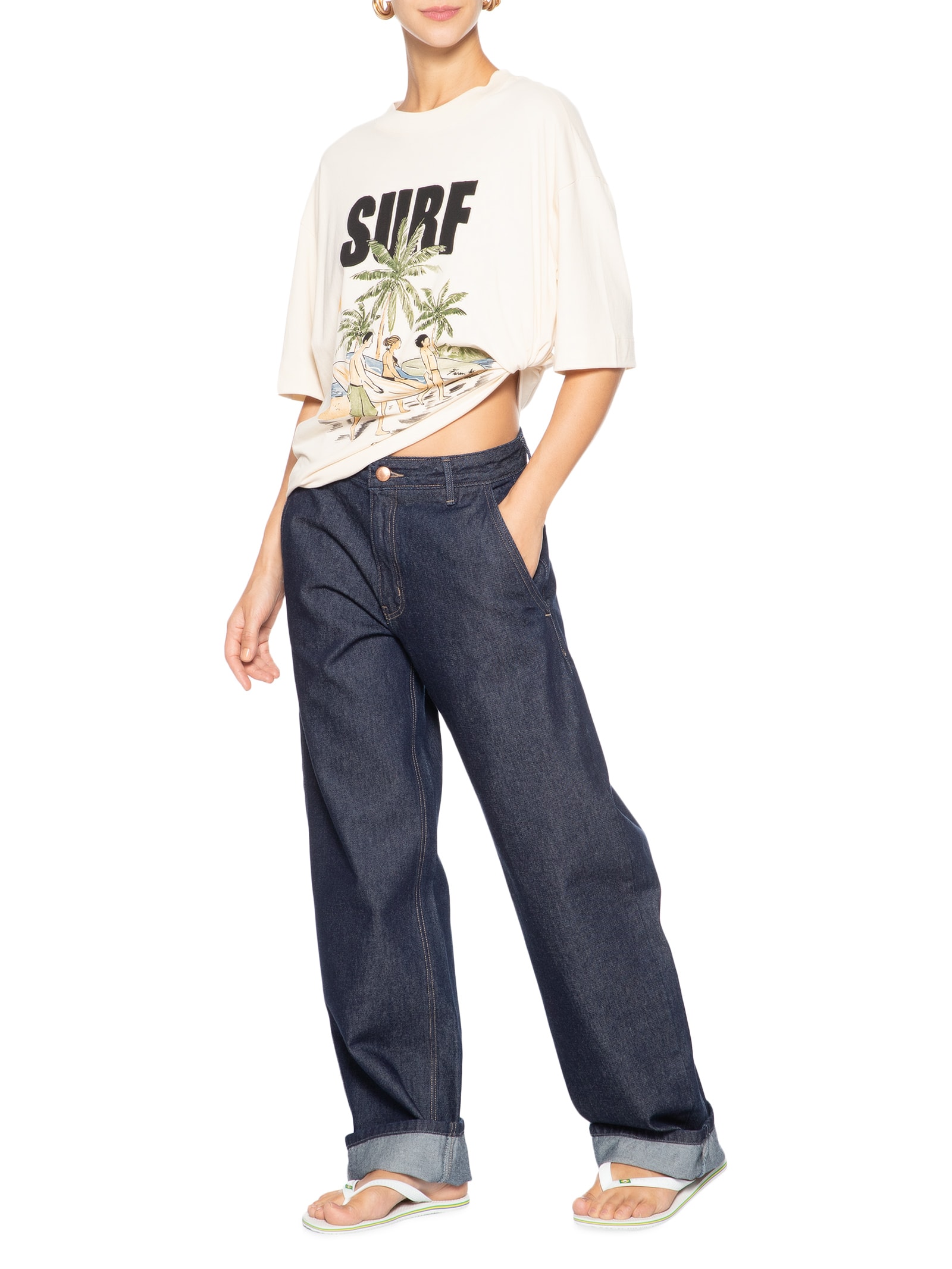 Calça Feminina Cintura Média Original Jeans Azul Farm