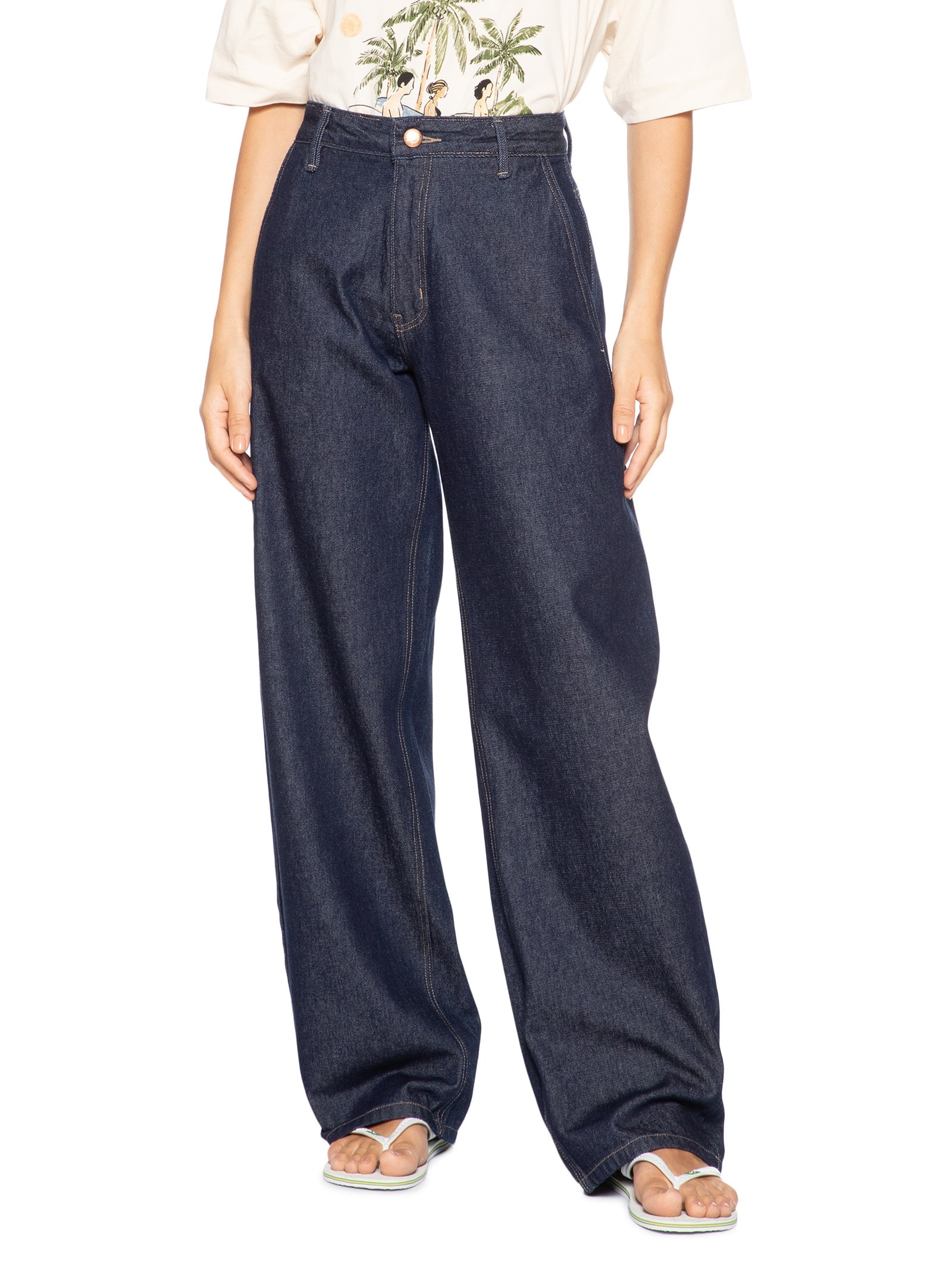 Calça Feminina Cintura Média Original Jeans Azul Farm