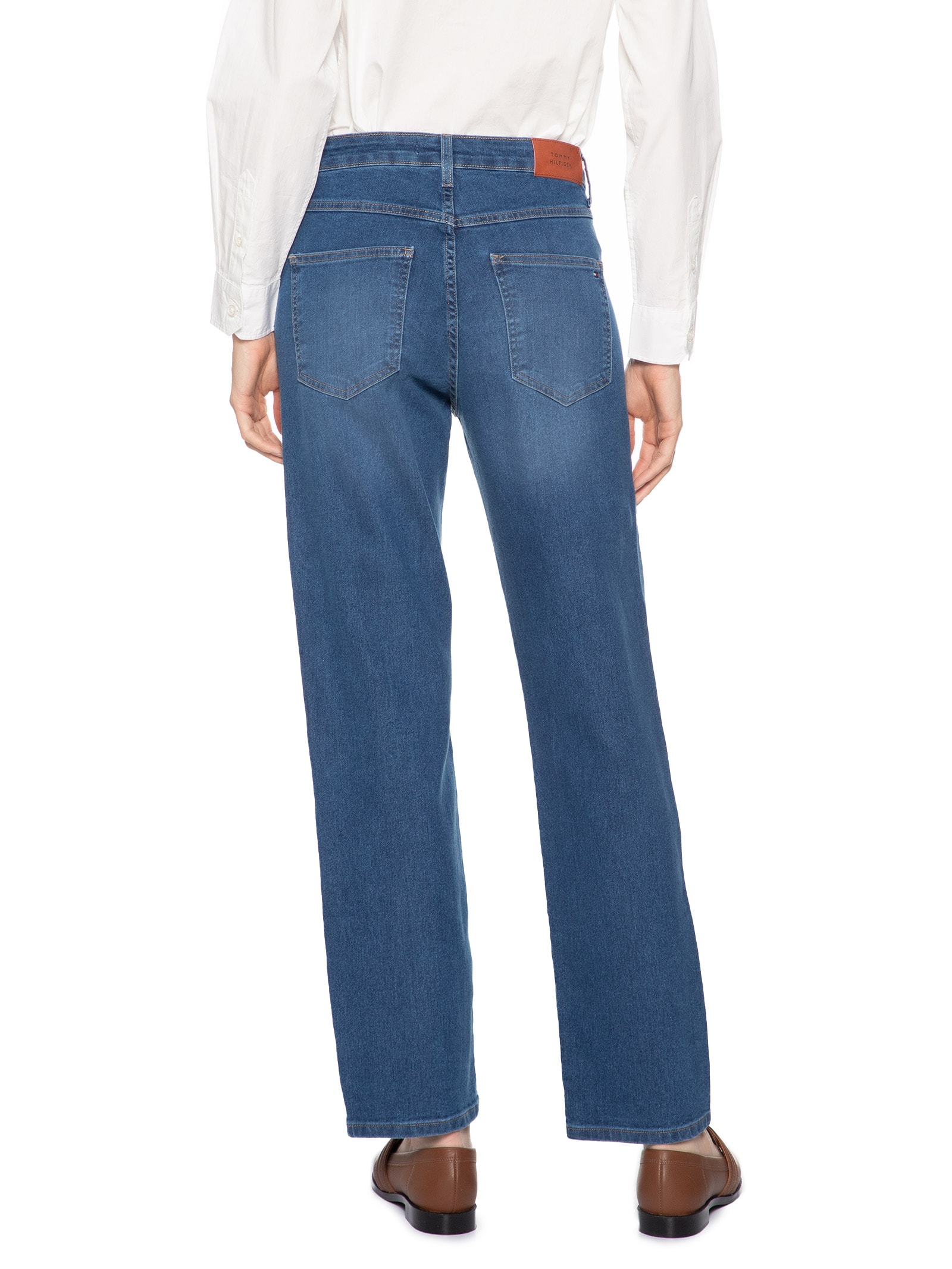 Calça Feminina Classic Straight RW Mid Blue Azul Tommy Hilfiger