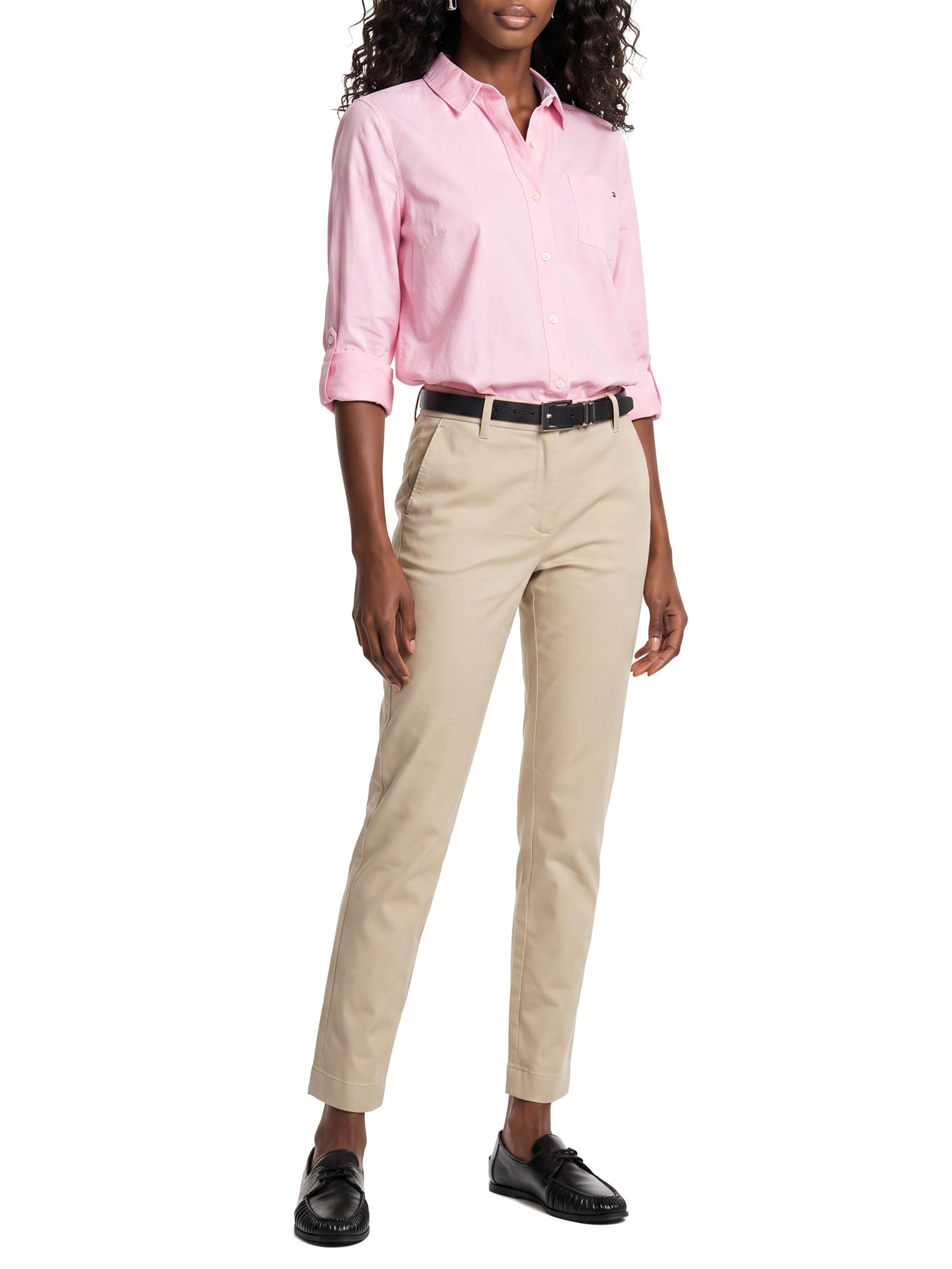 Calça Feminina Co Twill Slim Chino Bege Tommy Hilfiger