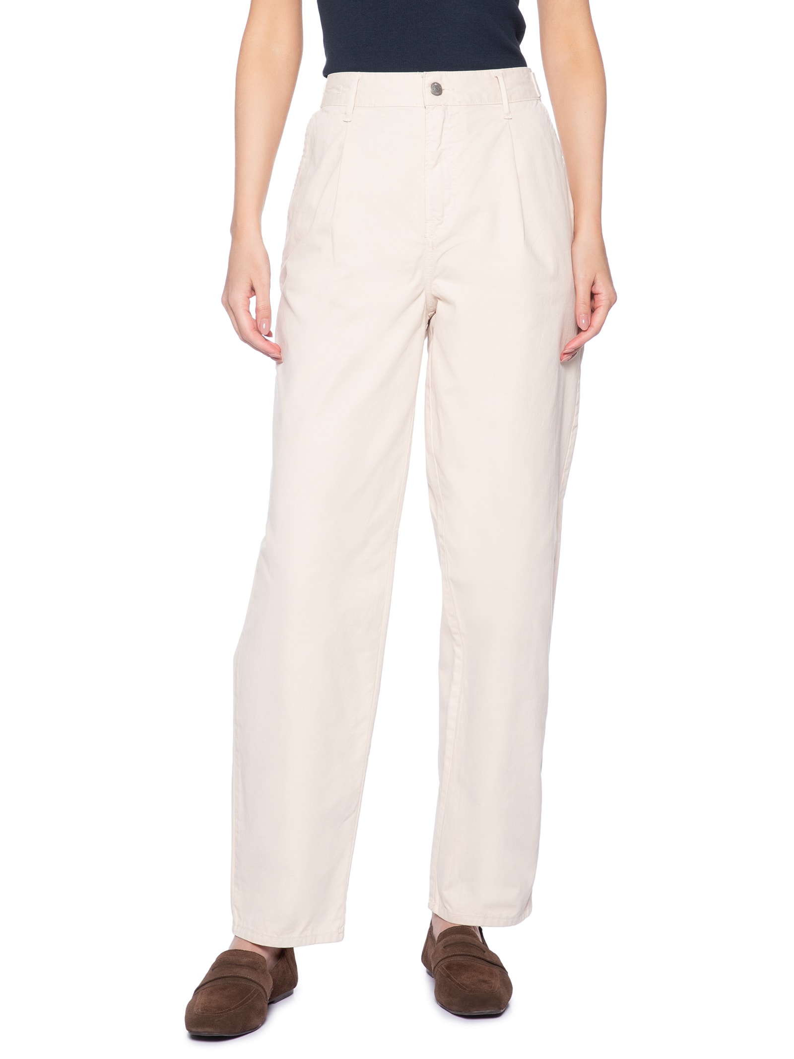 Calça Feminina Color Barrel Pregas – Bege Calvin Klein Jeans