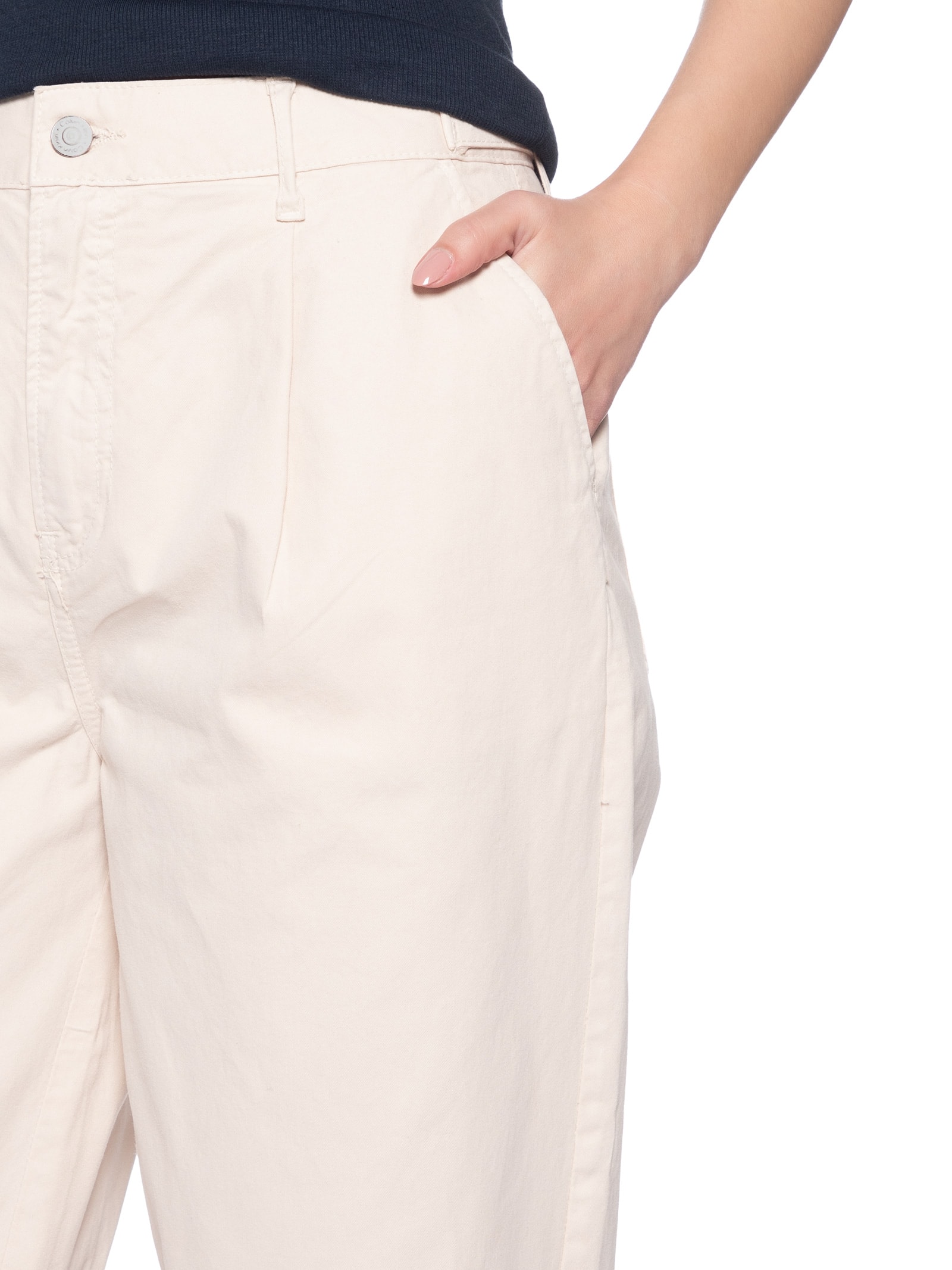 Calça Feminina Color Barrel Pregas – Bege Calvin Klein Jeans