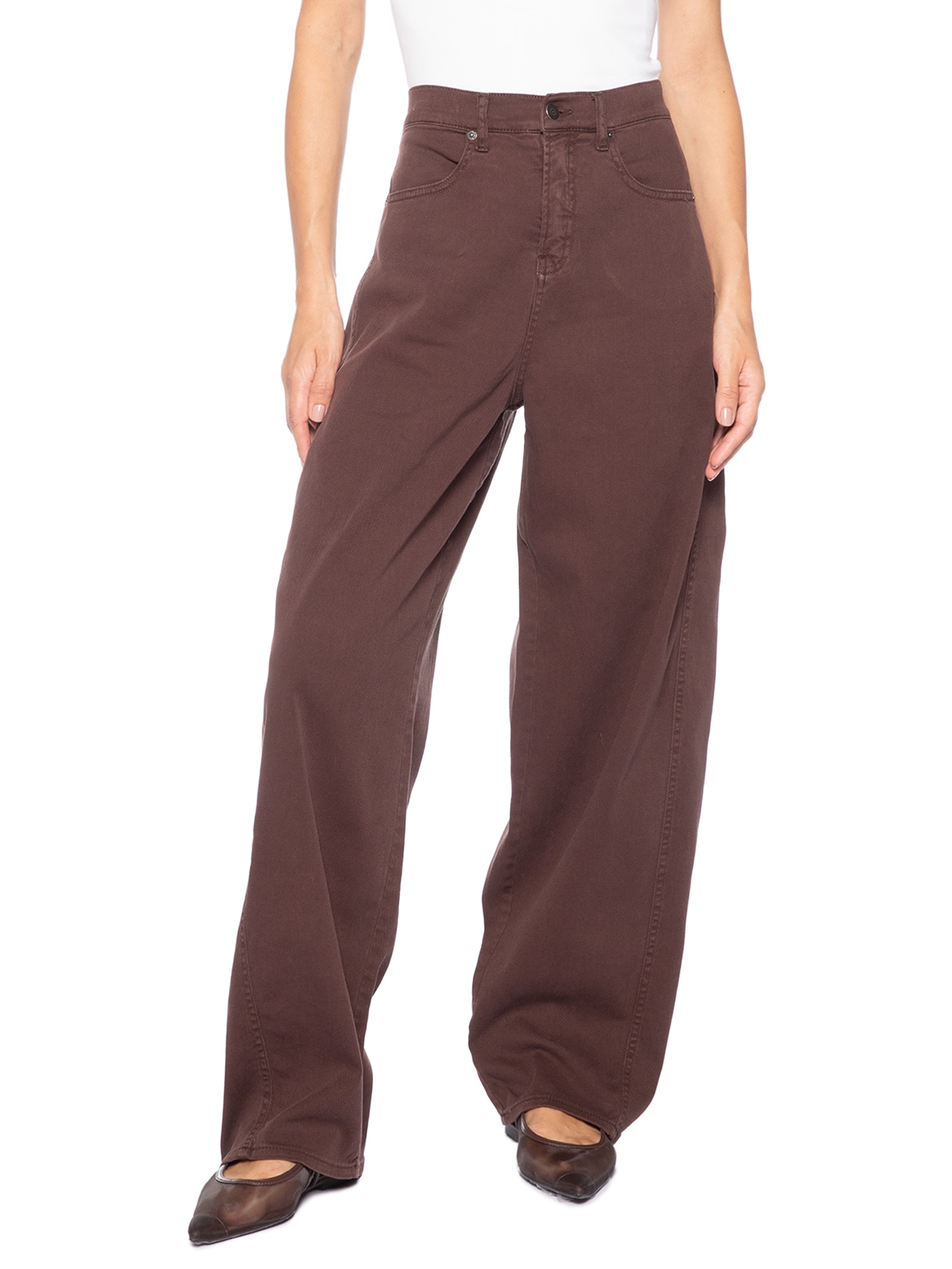 Calça Feminina Color Extreme Barrel Marrom Calvin Klein Jeans