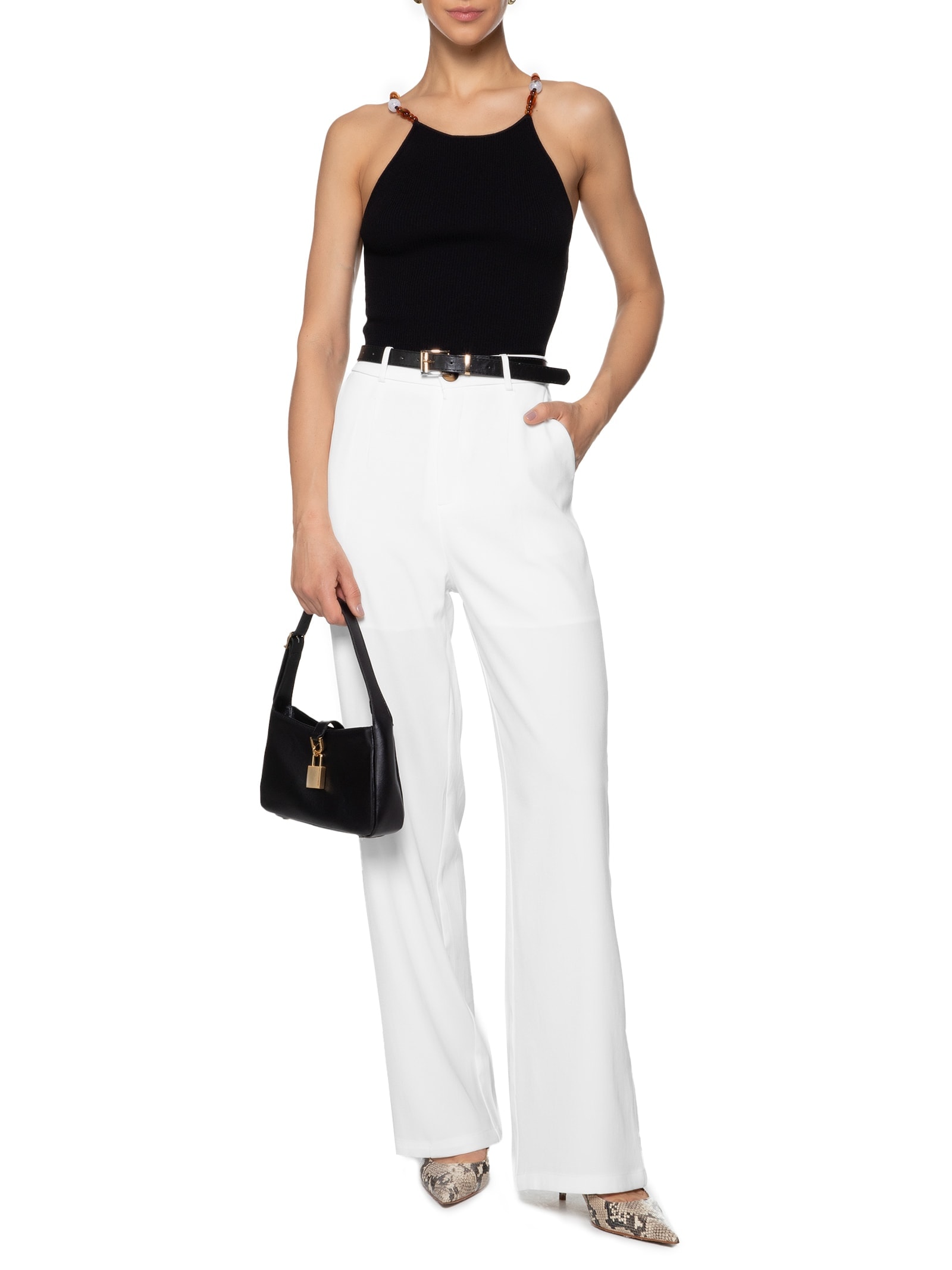 Calça Feminina Com Cinto Branco Market 33