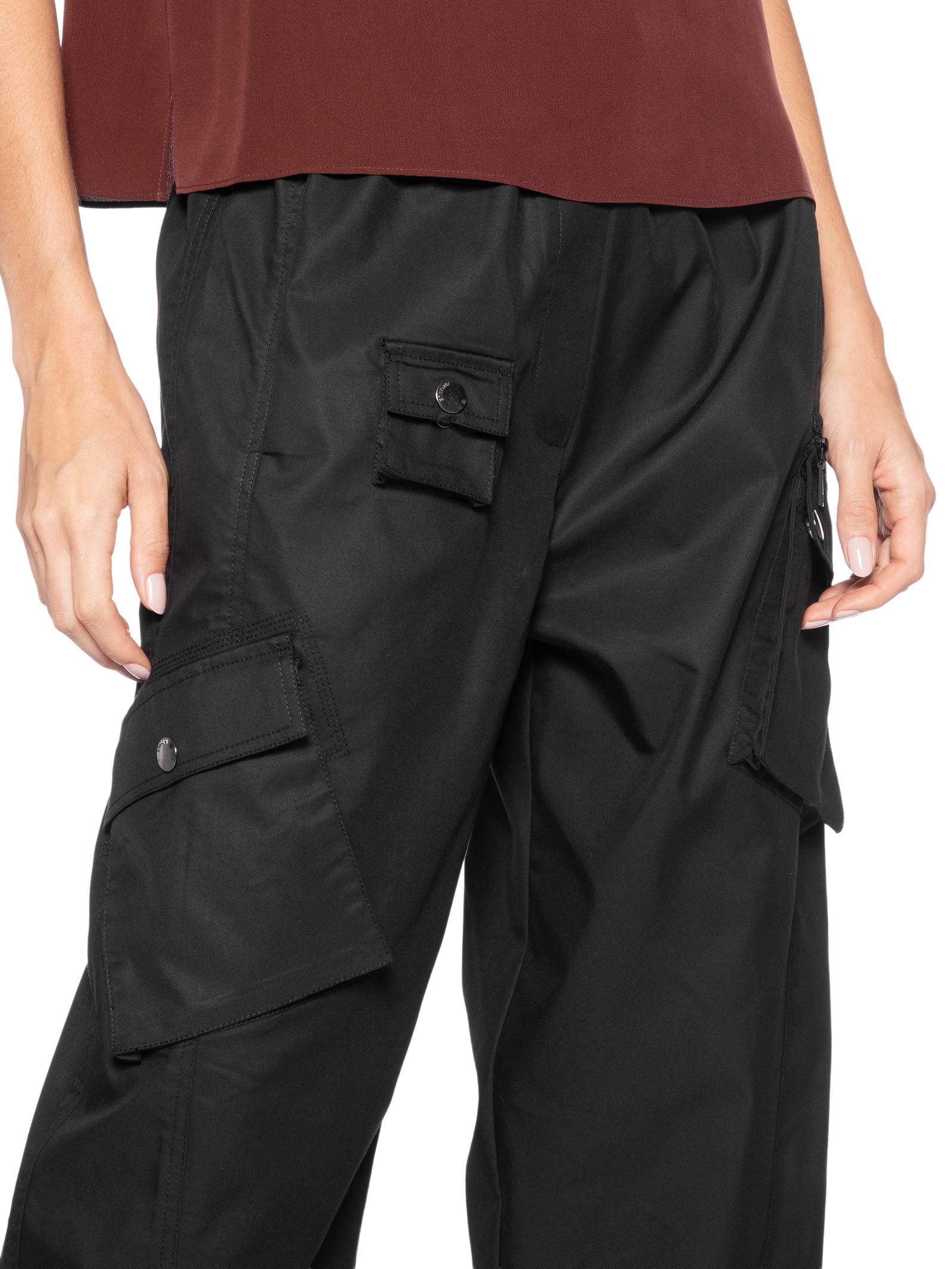 Calça Feminina Com Cós De Elásticos E Bolsos Preta Animale