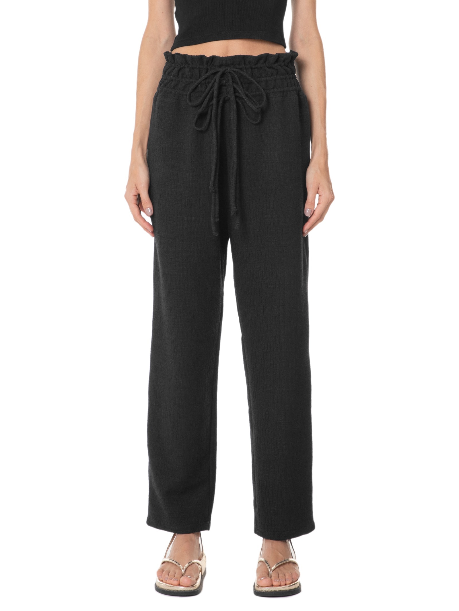 Calça Feminina Com Cós Triplo Preto Market 33